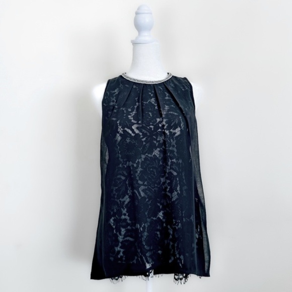 Design History Embellished Black Sleeveless Blouse